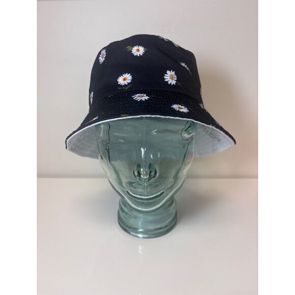 Alice + Olivia Unisex OS Daisy‎ Reversible Bucket Hat Beach Black White Travel - Picture 3 of 7
